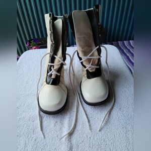 Black  and White Boots with Heel